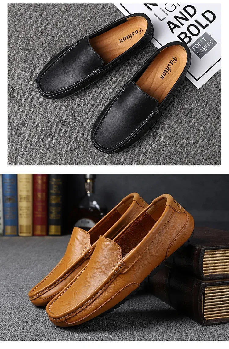 Men Luxury Trendy Casual Slip on Formal Loafers Men Moccasins Italian Black Male Driving Shoes Sneakers Plus Size Shoes Leather