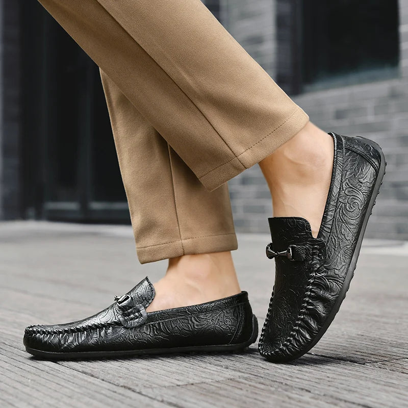 YRZL Mens Loafers PU Leather Slip On Driving Shoes Lightweight Comfortable Casual Shoes Large Size Non Slip Soft Sole Shoes