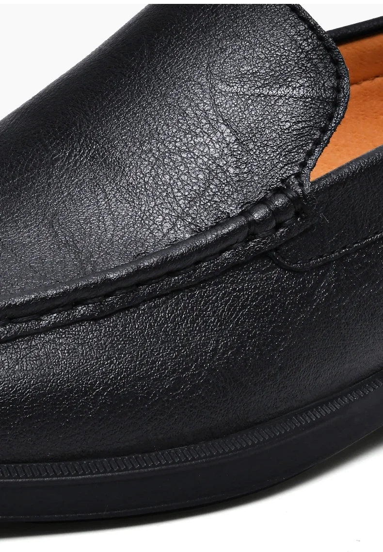 Genuine Leather Slip on Loafers Men Formal Dress Shoes Office Driving Wedding Party Mocasines Hombre Big Size Casual Shoes