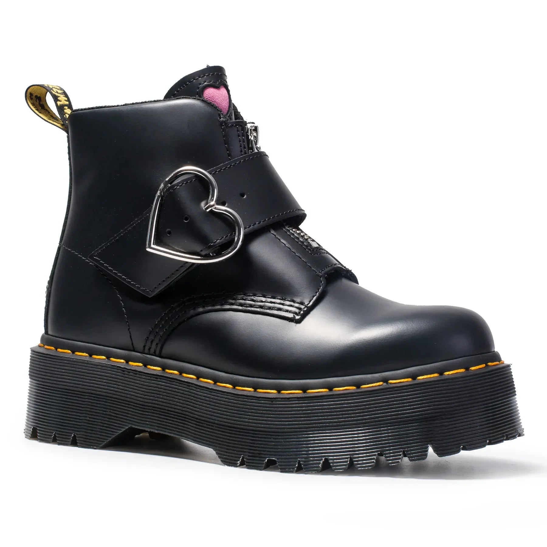 Genuine Leather Fashion Boots Solid Concise Buckle  Zip Love Buckle Comfort Muffin Thick Bottom Women Shoes