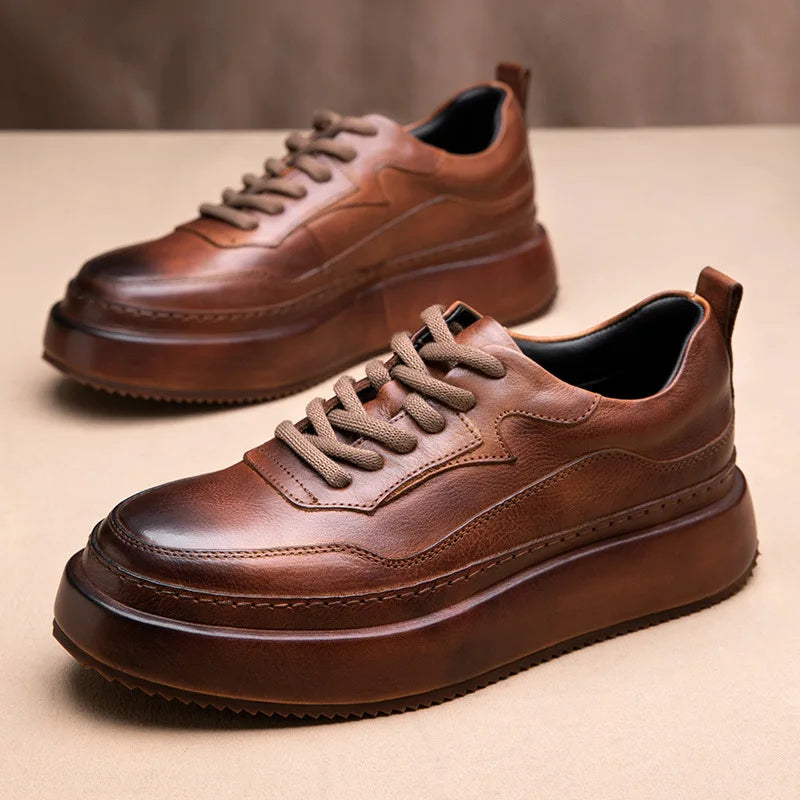 Casual Shoes British Retro Cowhide Autumn Winter Men Shoes Loafers Summer Designer Breathable Shoes Mens Spring Fashion