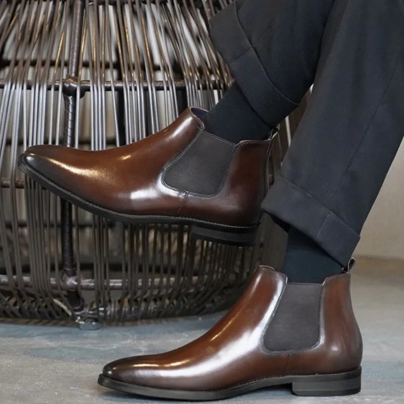 Men's Chelsea Retro Handmade Leather Boots for Men