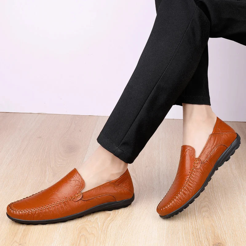 CLOHOO Leather Stitching Comfortable Shoes for Men