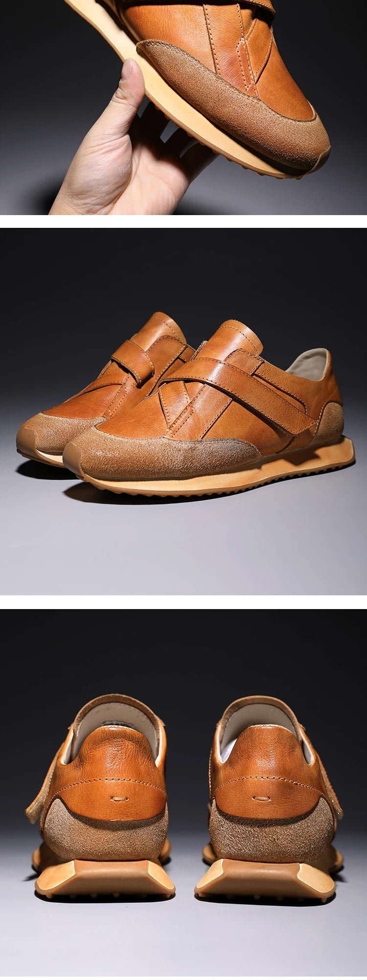 Handrafted Men's Forrest Gump Shoes Retro Casual Shoes Calf Leather Mens' Sneakers Hook /Loop Magic Shoes Can Take You Anywhere
