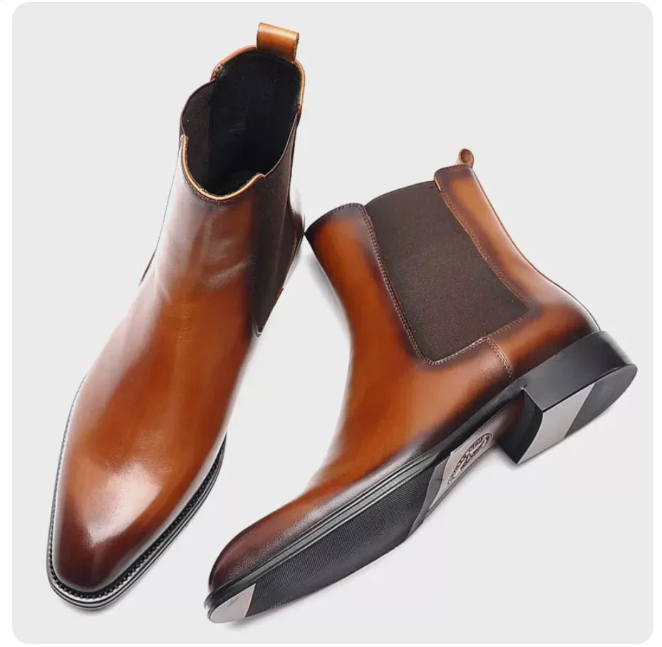 New Style Chelsea Boots Young Young  pointed leather retro sleeve cowhide short boots