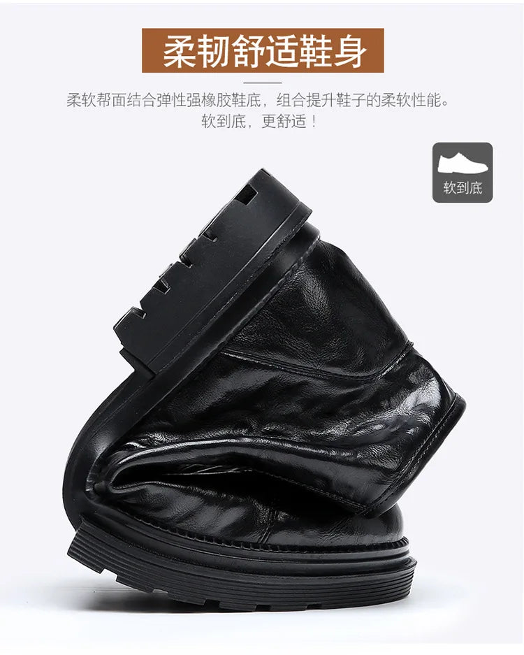 Genuine Leather side-zip Chelsea Boots for Men