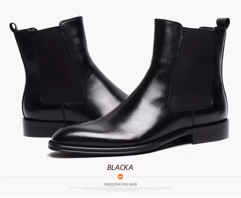 New Style Chelsea Boots Young Young  pointed leather retro sleeve cowhide short boots