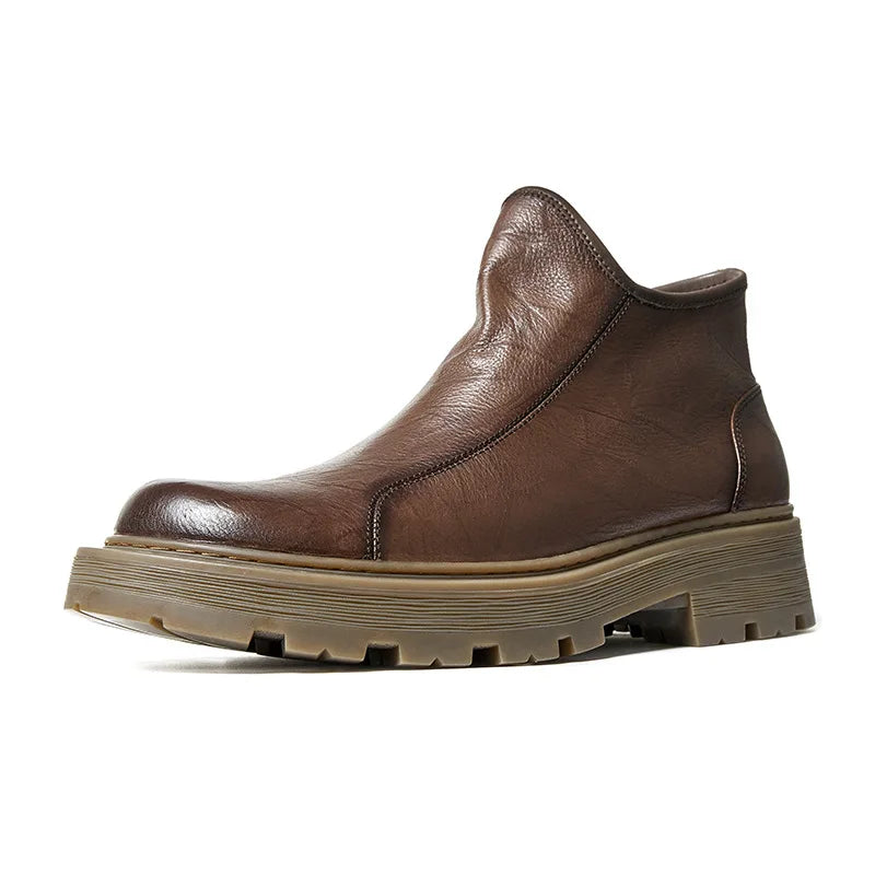 Combat Boots Chelsea Boots Men Desert Boots Men High Quality Genuine Leather Autumn Winter British Retro Men Shoes Cowhide