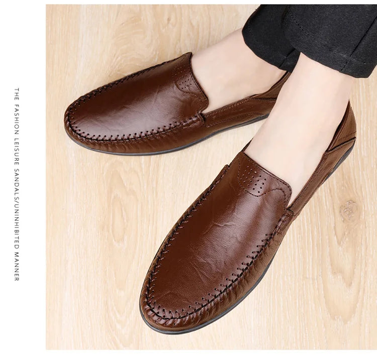 CLOHOO Leather Stitching Comfortable Shoes for Men