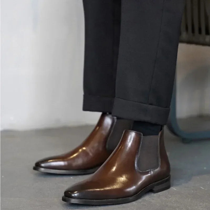 Men's Chelsea Retro Handmade Leather Boots for Men