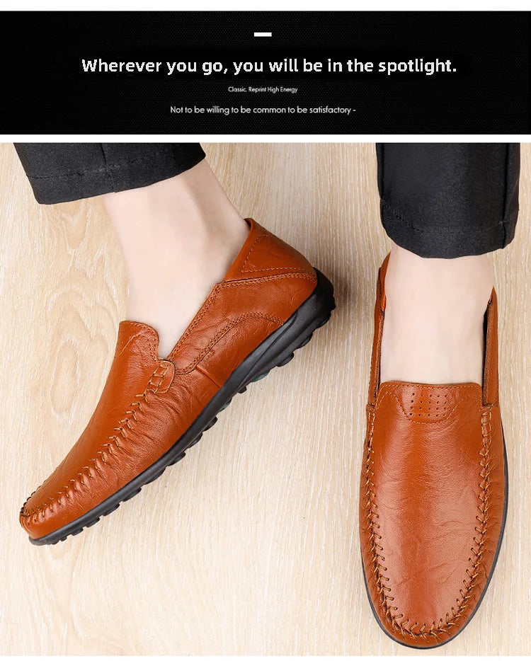 CLOHOO Leather Stitching Comfortable Shoes for Men