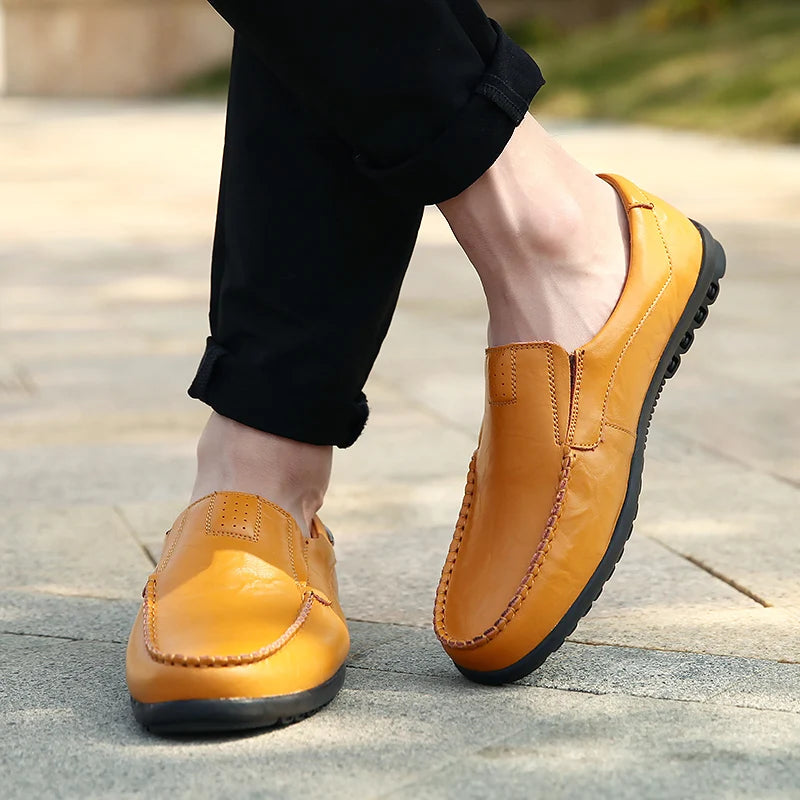 New large size men's leather shoes 100% cowhide fashion thick sole leisure sports business casual shoes men sneakers bean shoes