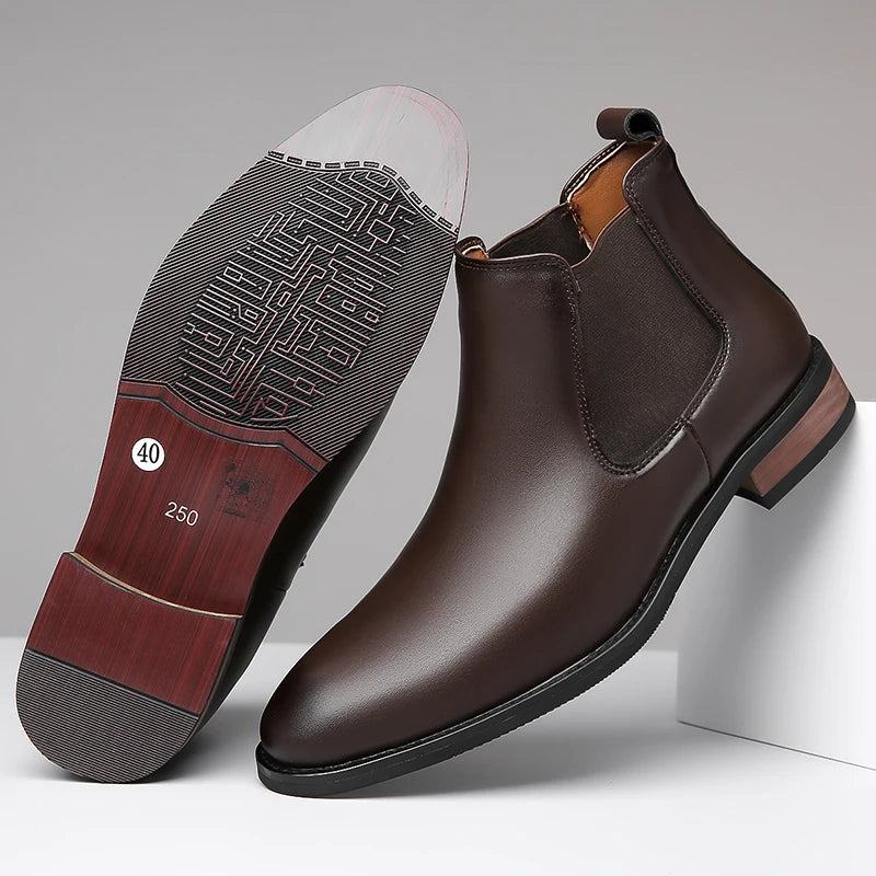 New Arrival Male Chelsea Boots Casual Slip on Business Boots Fashion Cowboy Men's Ankle Boots High Top Leisure Walking Footwear