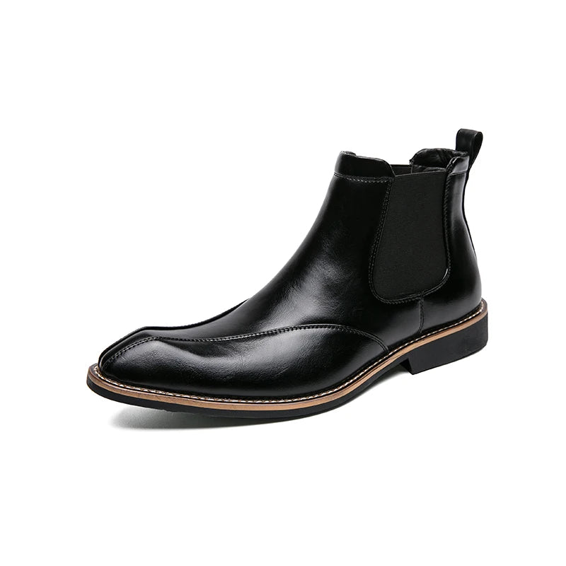 Men's high top leather boots anti slip outdoor leisure motorcycle men's shoes