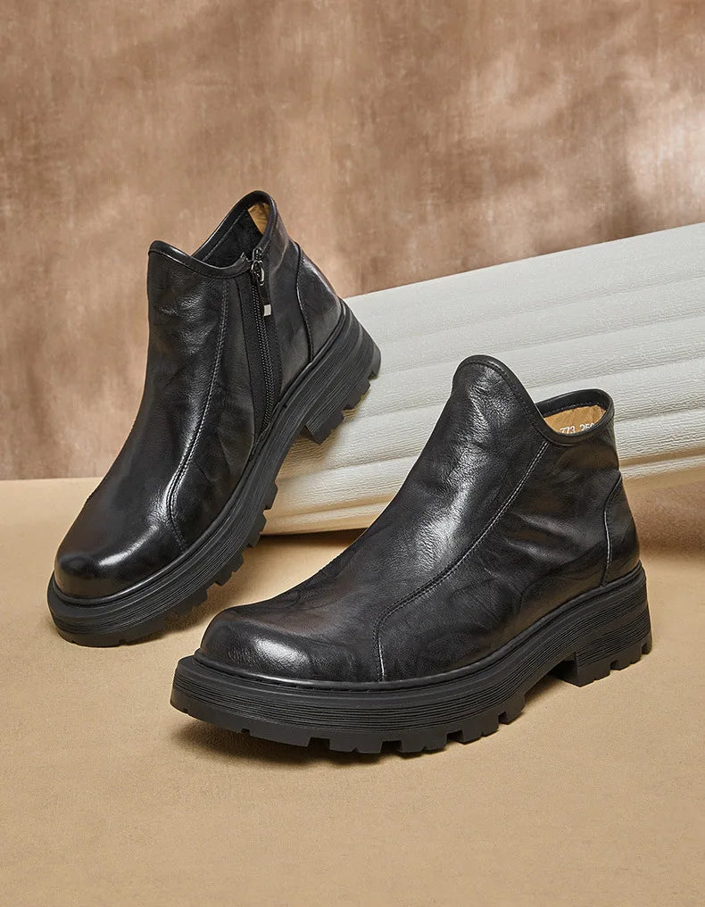 Combat Boots Chelsea Boots Men Desert Boots Men High Quality Genuine Leather Autumn Winter British Retro Men Shoes Cowhide
