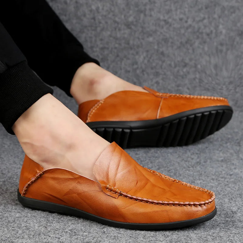 Summer Genuine Leather Shoes Men Comfortable Mesh Men Loafers Casual Shoes Men Flats Hot Sale Driving Shoes Moccasins Plus Size