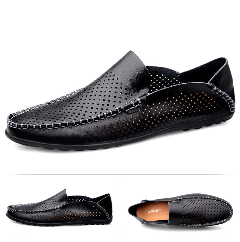 Summer Genuine Leather Shoes Men Comfortable Mesh Men Loafers Casual Shoes Men Flats Hot Sale Driving Shoes Moccasins Plus Size