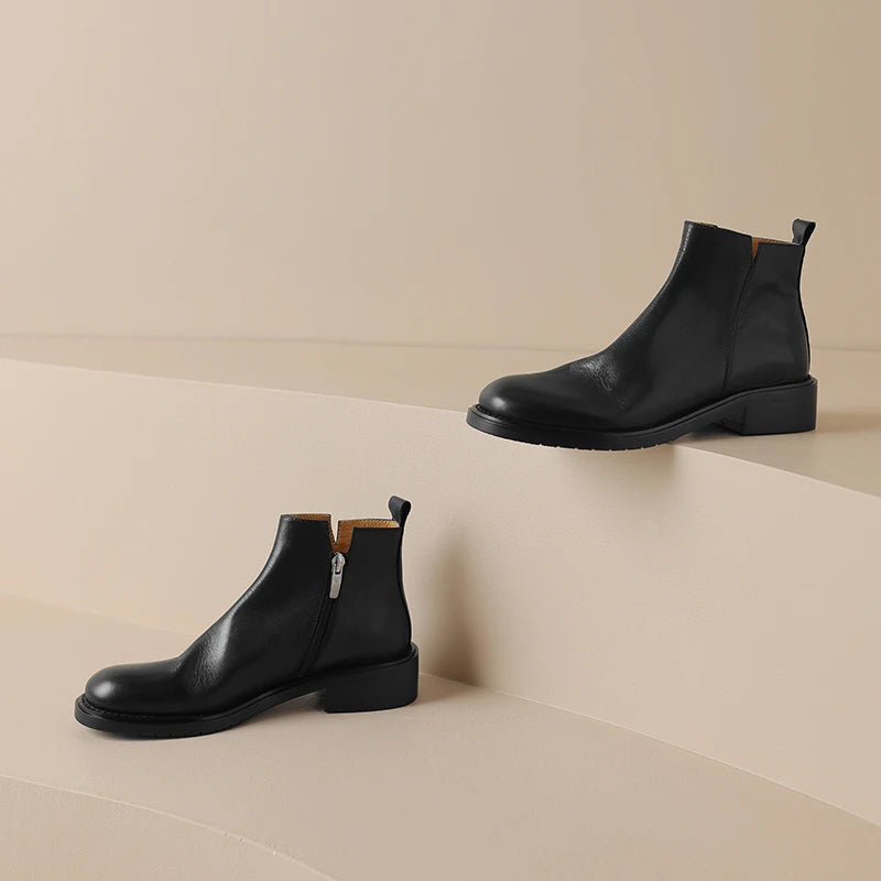 Leather Chelsea Retro Women Ankle Boots
