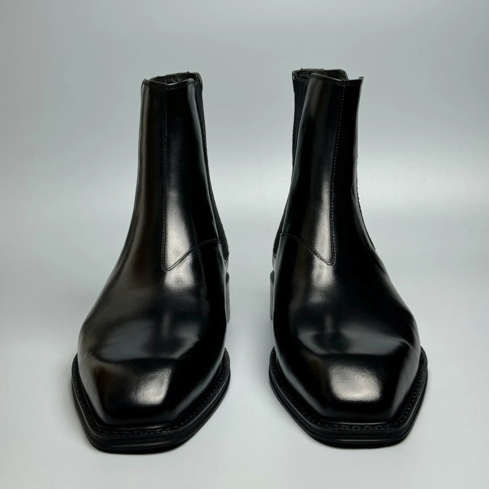 Retro Genuine Leather Men's Chelsea Boots - Premium Business Formal Trendy Boots Black/Brown