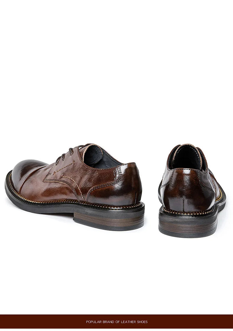 Lace-Up Men Shoes Men Dress Shoes Autumn Spring Summer Cowhide Men Flats Fashion High Quality Genuine Leather Casual Shoes Men