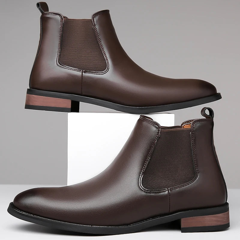 New Arrival Male Chelsea Boots Casual Slip on Business Boots Fashion Cowboy Men's Ankle Boots High Top Leisure Walking Footwear