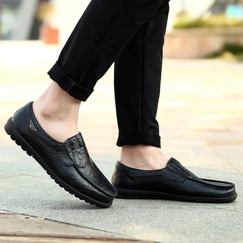 New large size men's leather shoes 100% cowhide fashion thick sole leisure sports business casual shoes men sneakers bean shoes