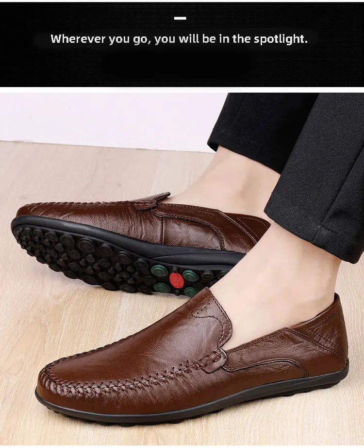 CLOHOO Leather Stitching Comfortable Shoes for Men