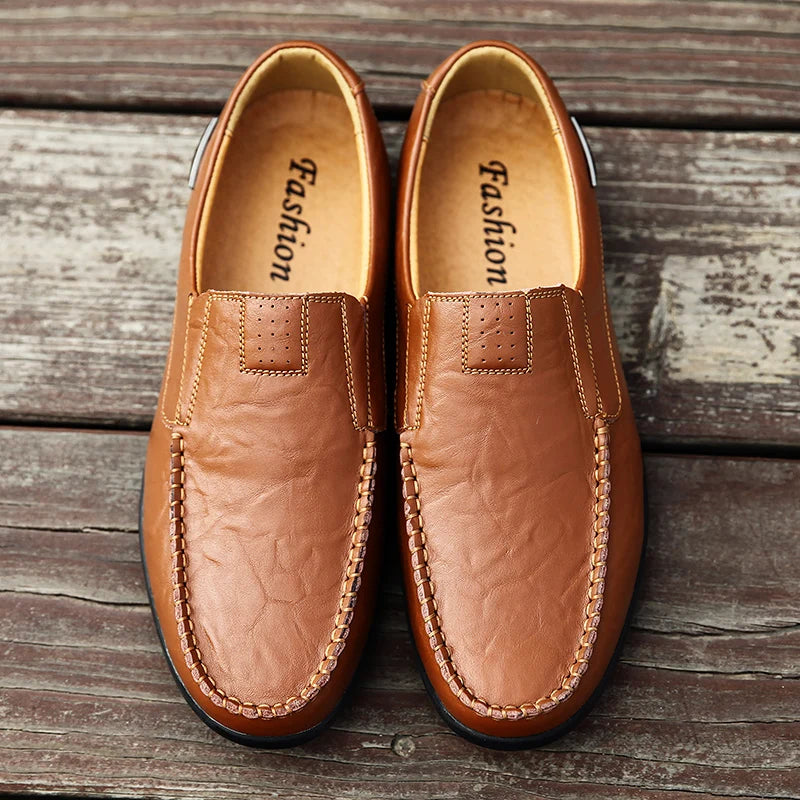 New large size men's leather shoes 100% cowhide fashion thick sole leisure sports business casual shoes men sneakers bean shoes