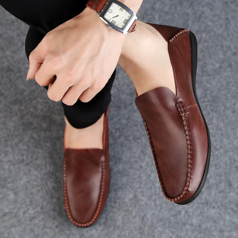 Summer Genuine Leather Shoes Men Comfortable Mesh Men Loafers Casual Shoes Men Flats Hot Sale Driving Shoes Moccasins Plus Size