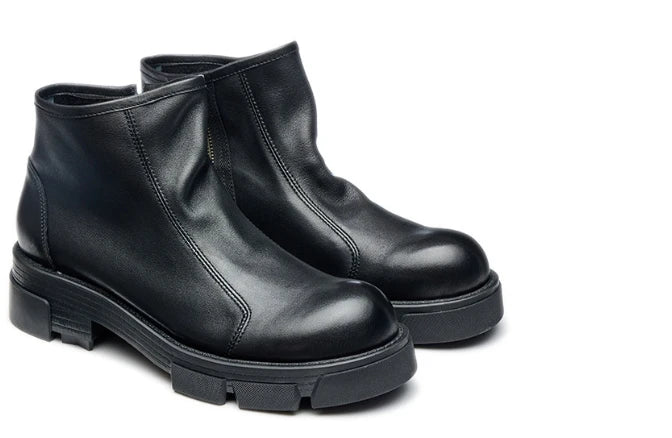 British fashion mens shoes black chelsea boots platform genuine leather boot autumn winter ankle botas