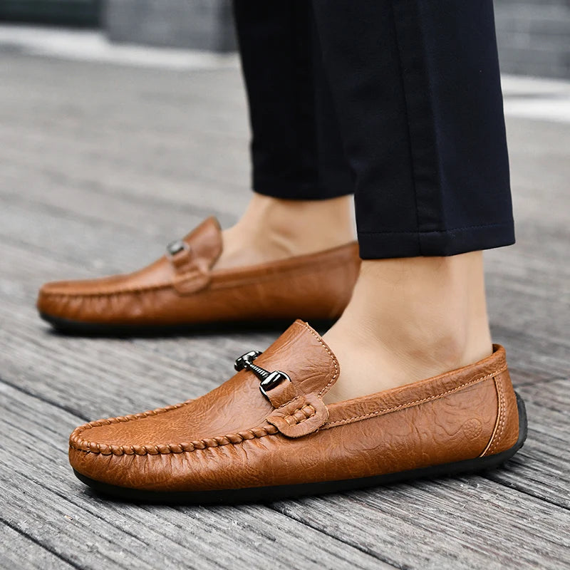 YRZL Mens Loafers PU Leather Slip On Driving Shoes Lightweight Comfortable Casual Shoes Large Size Non Slip Soft Sole Shoes