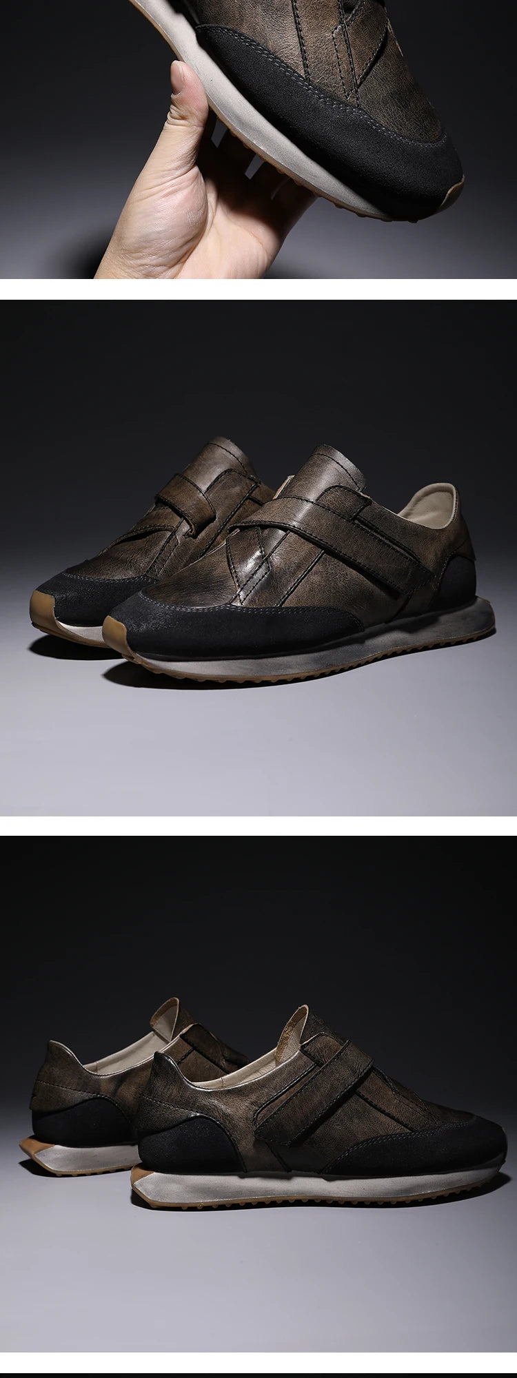 Handrafted Men's Forrest Gump Shoes Retro Casual Shoes Calf Leather Mens' Sneakers Hook /Loop Magic Shoes Can Take You Anywhere