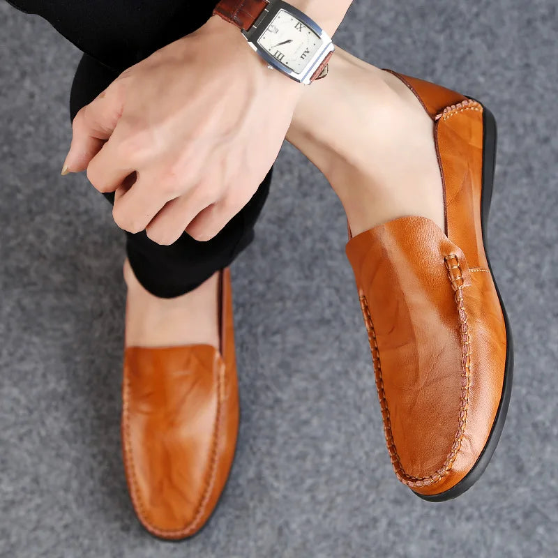 Summer Genuine Leather Shoes Men Comfortable Mesh Men Loafers Casual Shoes Men Flats Hot Sale Driving Shoes Moccasins Plus Size