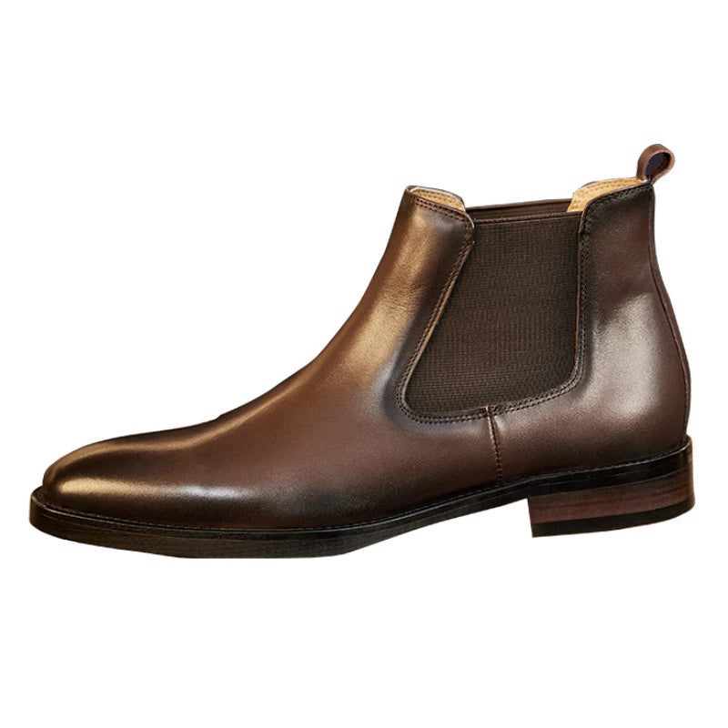 Retro Elegant Mens Chelsea Boots Luxury Genuine Leather Handmade Comfortable Quality British Style Ankle Wedding Party Shoes Man
