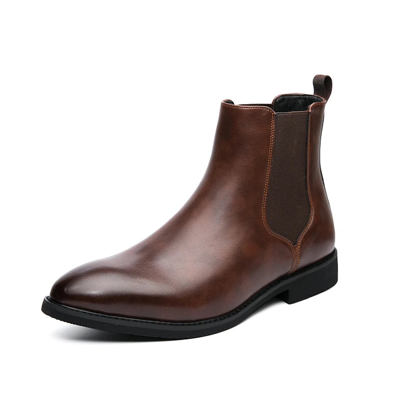 Designer Brand Men's High Top Ankle Boots Winter Plush Men's Leather Casual Shoes Interview Commuter Banquet Dress Boots