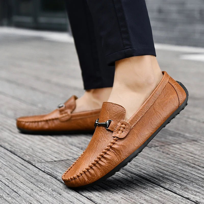 YRZL Mens Loafers PU Leather Slip On Driving Shoes Lightweight Comfortable Casual Shoes Large Size Non Slip Soft Sole Shoes