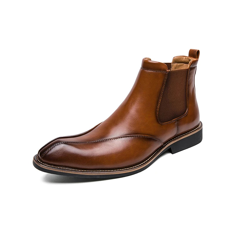 Men's high top leather boots anti slip outdoor leisure motorcycle men's shoes