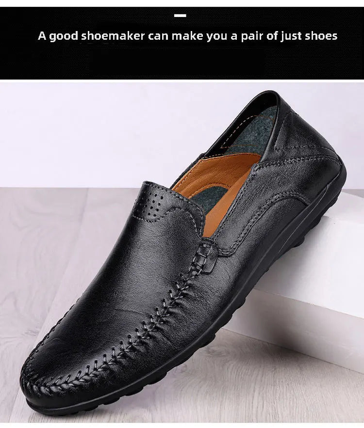 CLOHOO Leather Stitching Comfortable Shoes for Men