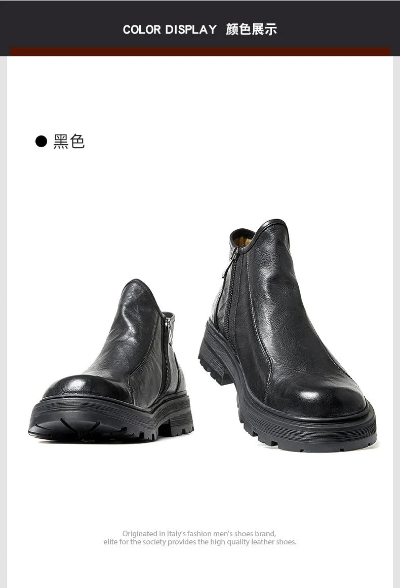 Combat Boots Chelsea Boots Men Desert Boots Men High Quality Genuine Leather Autumn Winter British Retro Men Shoes Cowhide