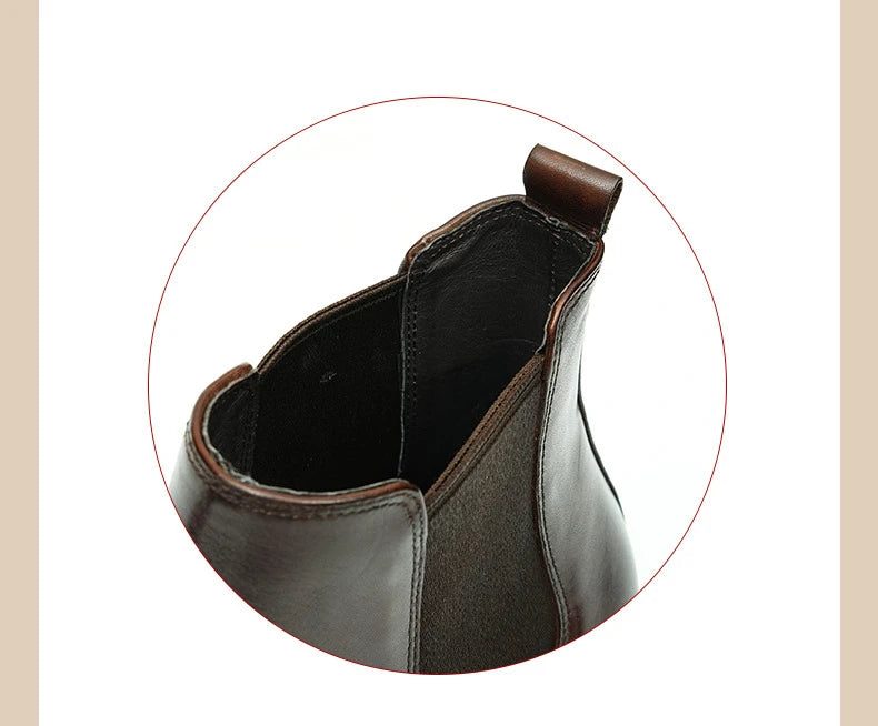 Retro Mens Genuine Leather Boots Luxury Quality Handmade British Trend Platform Ankle Fashion Black Chelsea Business Shoes Man