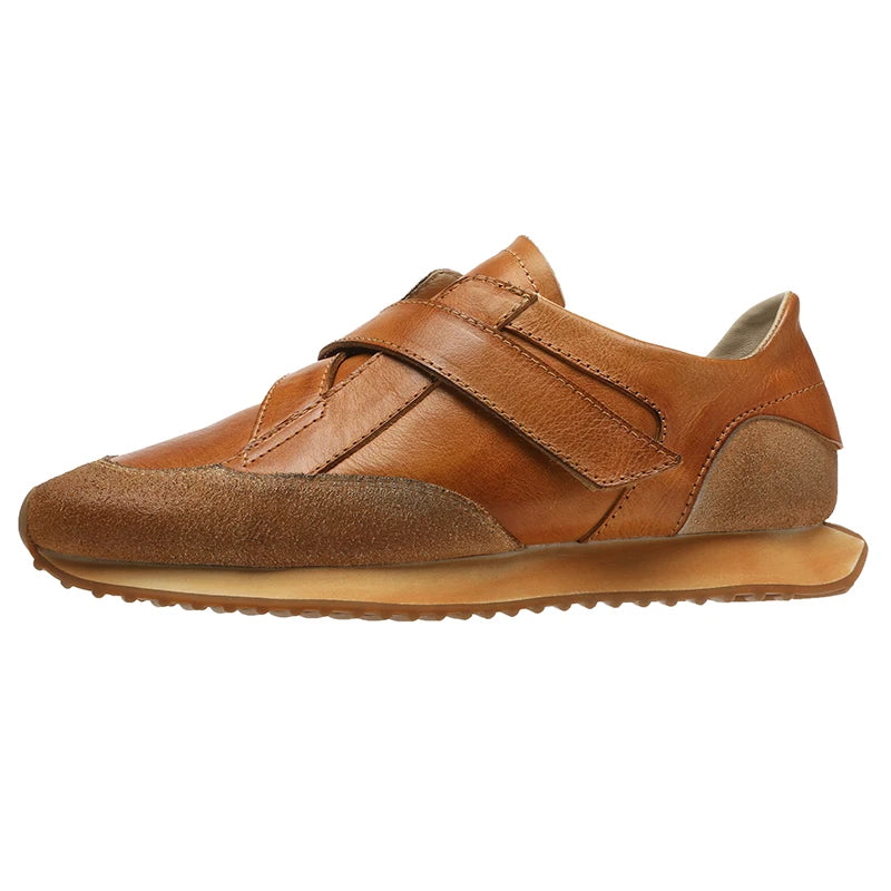 Handrafted Men's Forrest Gump Shoes Retro Casual Shoes Calf Leather Mens' Sneakers Hook /Loop Magic Shoes Can Take You Anywhere
