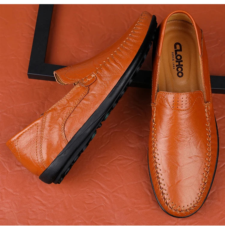 CLOHOO Leather Stitching Comfortable Shoes for Men