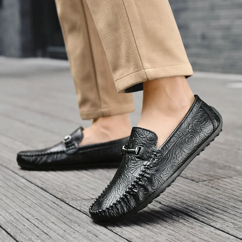 YRZL Mens Loafers PU Leather Slip On Driving Shoes Lightweight Comfortable Casual Shoes Large Size Non Slip Soft Sole Shoes