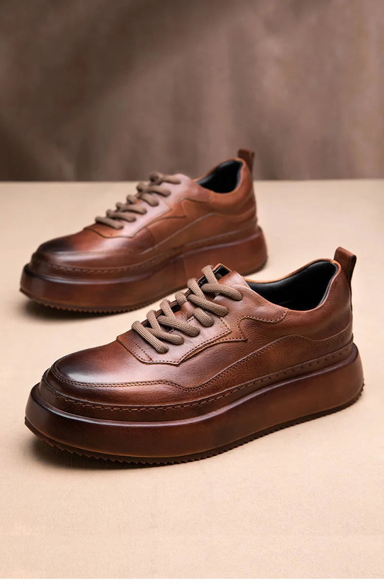 Casual Shoes British Retro Cowhide Autumn Winter Men Shoes Loafers Summer Designer Breathable Shoes Mens Spring Fashion
