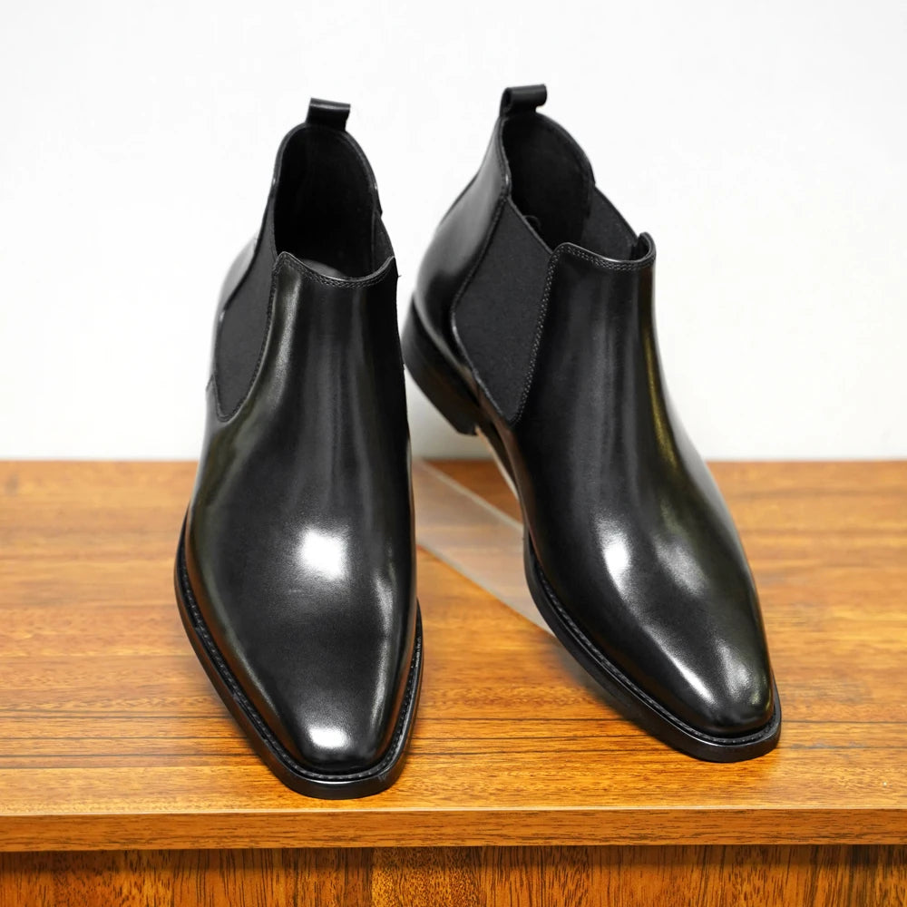 New Chelsea Boots Men Shoes PU Brown Fashion Versatile Business Casual British Style Street Party Wear Classic Dress Ankle Boots