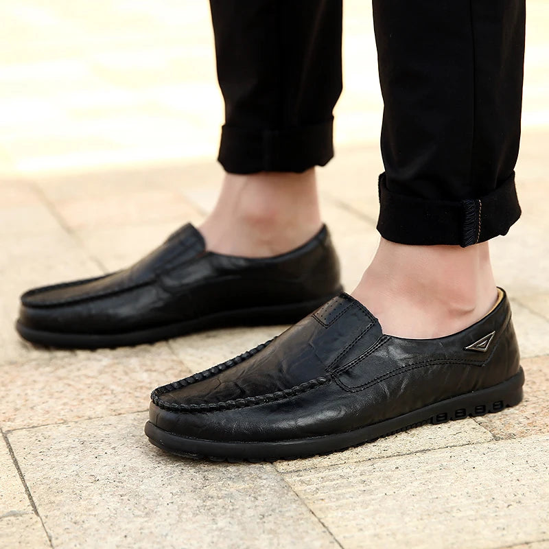 New large size men's leather shoes 100% cowhide fashion thick sole leisure sports business casual shoes men sneakers bean shoes