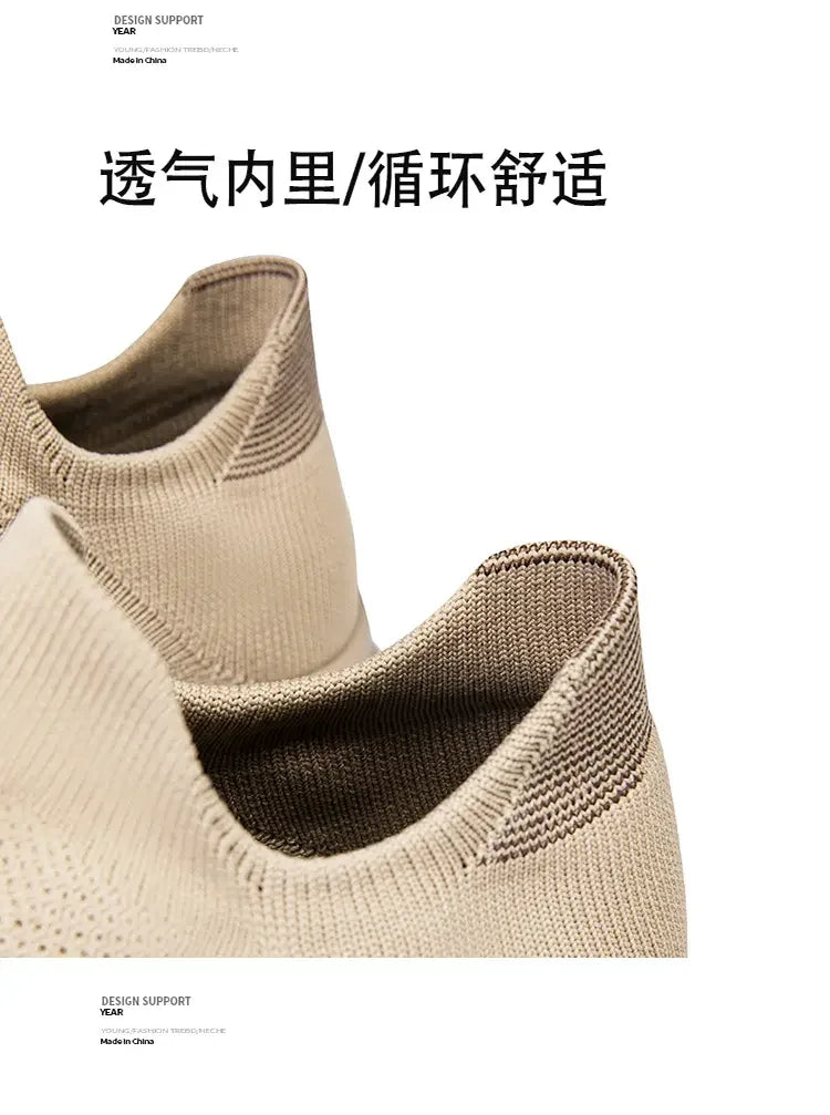 Outdoor Anti Slip Walking Men Shoes Summer Casual Sports Shoes Fashionable and Breathable Tennis Shoes Wide Foot Socks  Sneakers
