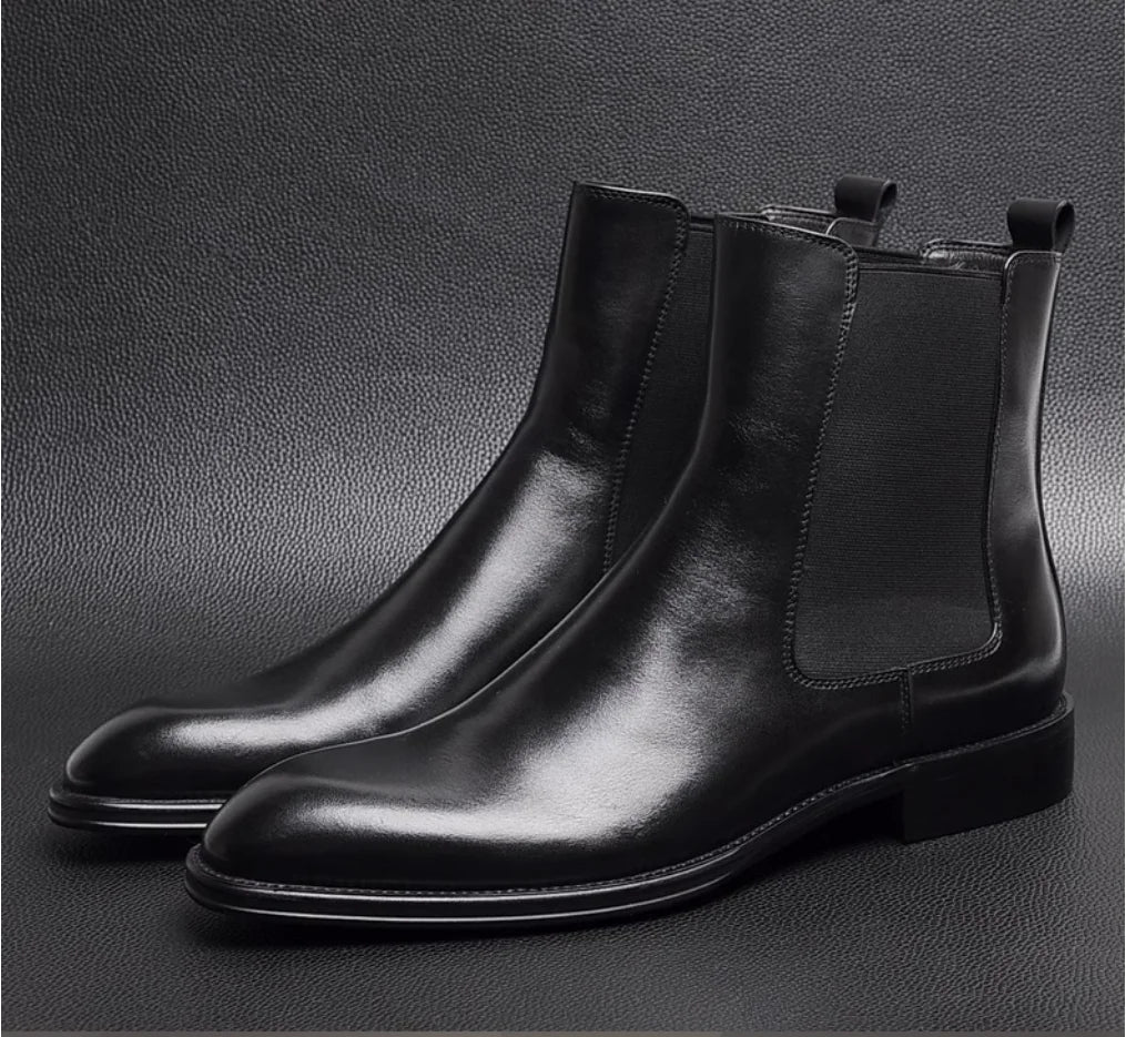 New Style Chelsea Boots Young Young  pointed leather retro sleeve cowhide short boots