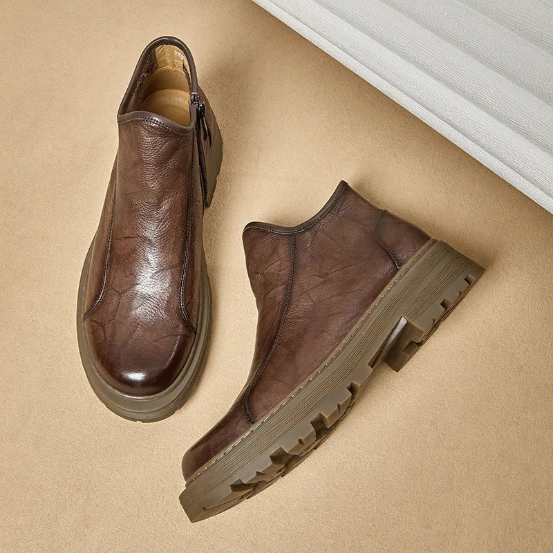 Combat Boots Chelsea Boots Men Desert Boots Men High Quality Genuine Leather Autumn Winter British Retro Men Shoes Cowhide
