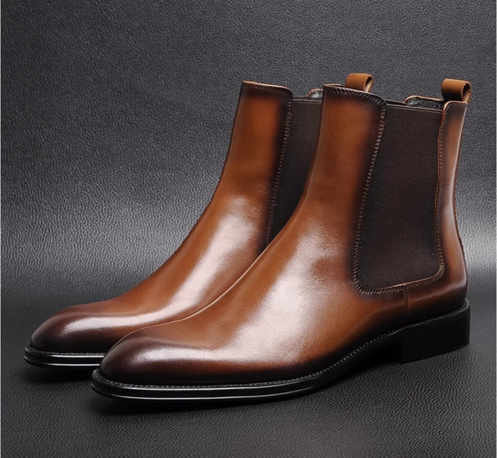 New Style Chelsea Boots Young Young  pointed leather retro sleeve cowhide short boots